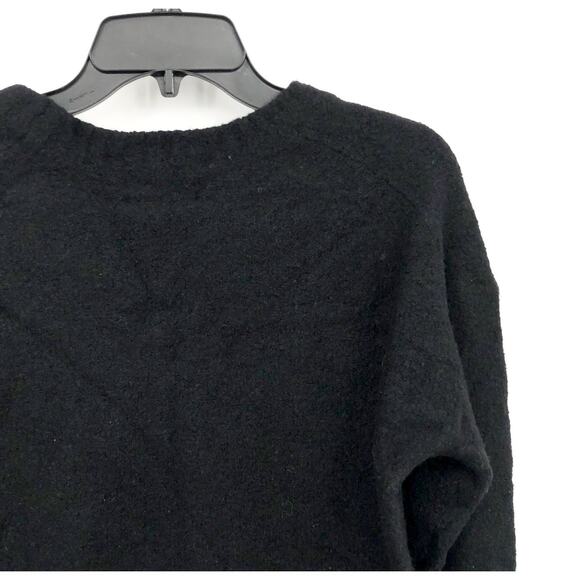 EVERLANE Women's The Teddy Wool Blend Crew Neck Sweater Large Black Cropped NWT - Picture 6 of 9